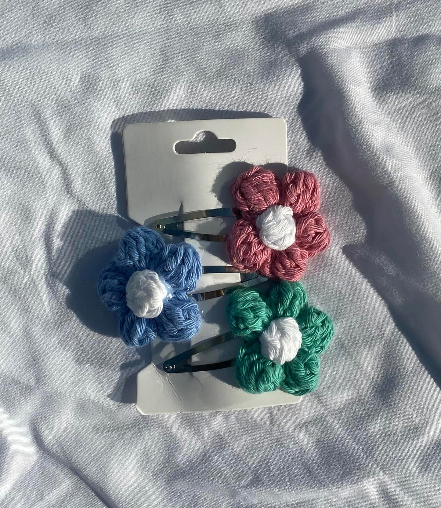 puffy flower hair clips