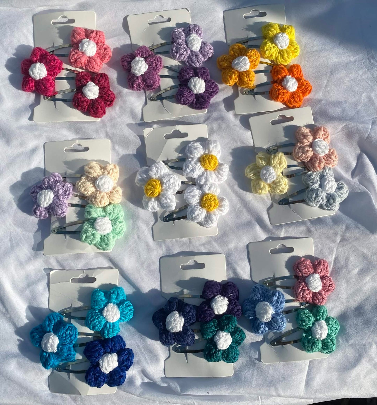 puffy flower hair clips